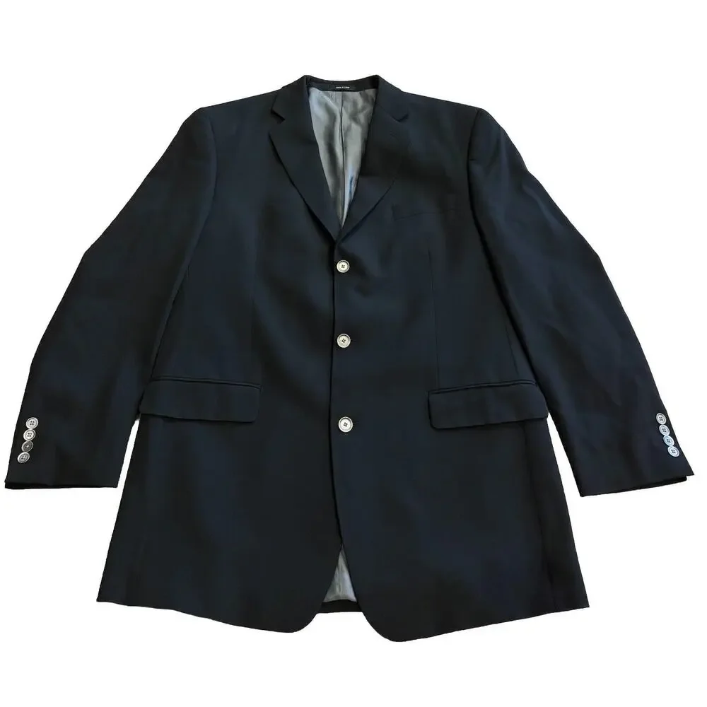 Calvin‎ Klein 43L Black Wool Sport Coat Suit Blazer Jacket 3 Buttons